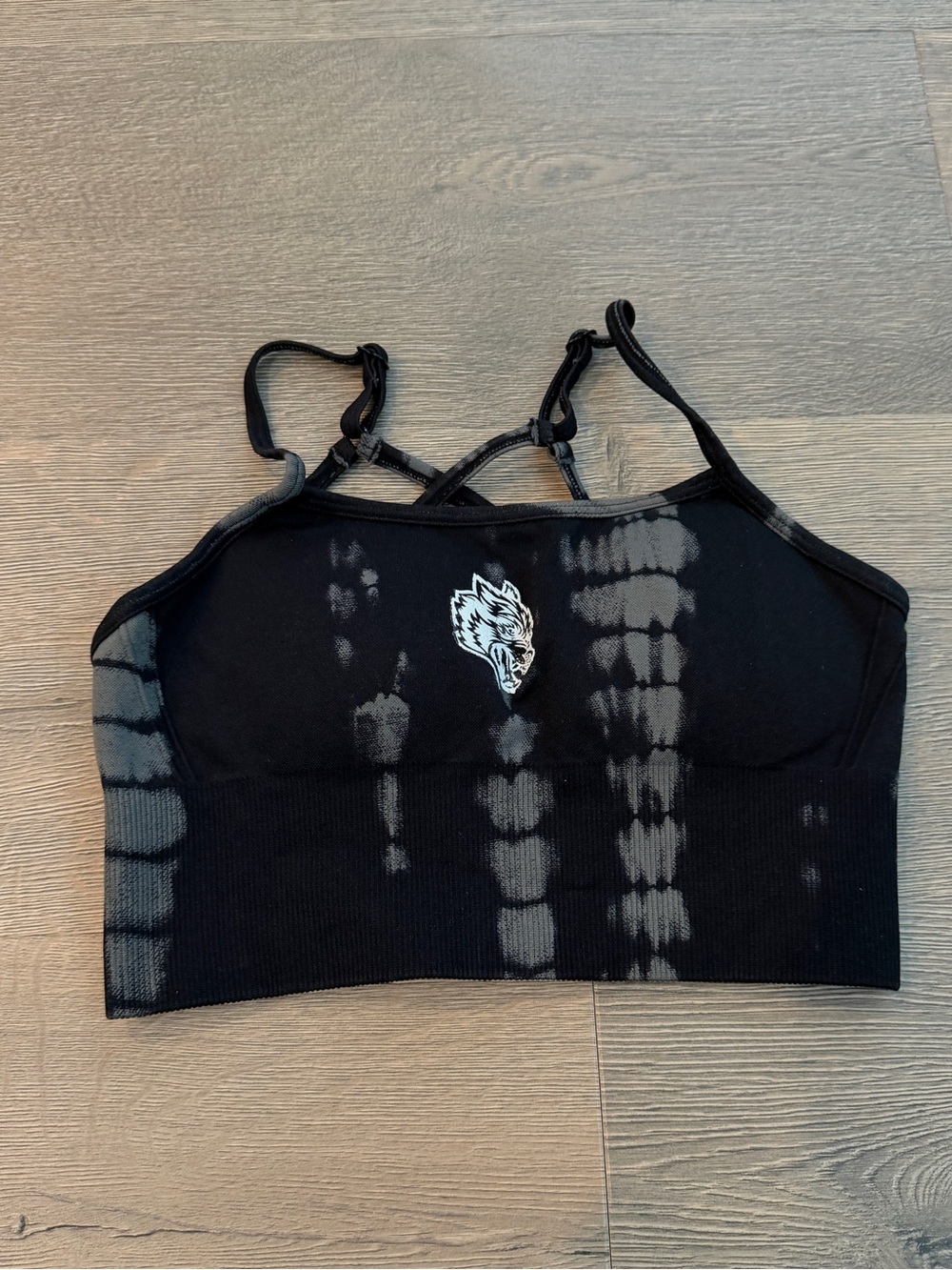 Darc sport she wolf wolves sports bra black grey tie dye
